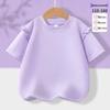2025 Summer Korean Style Girls' Cotton Ruffle T-Shirt - Round Neck, Short Sleeve, Solid Color, Cute Undershirt.