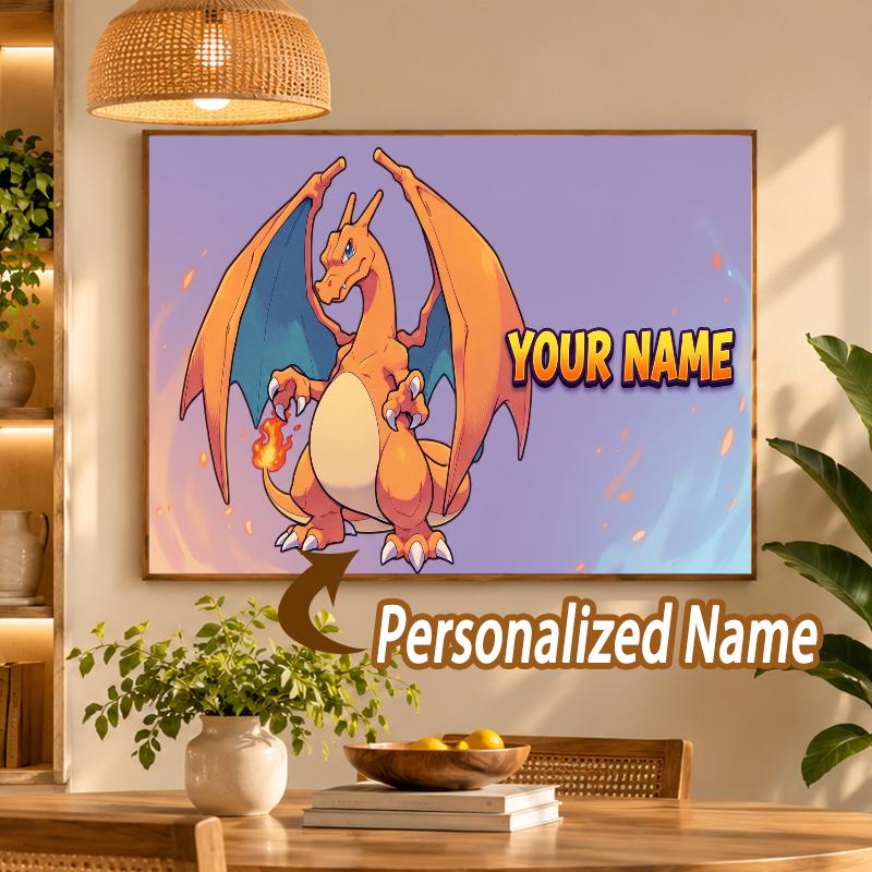 Charizard Custom Name Diamond Painting Personalized 5D Full Drill DIY Diamond Art Home Decor