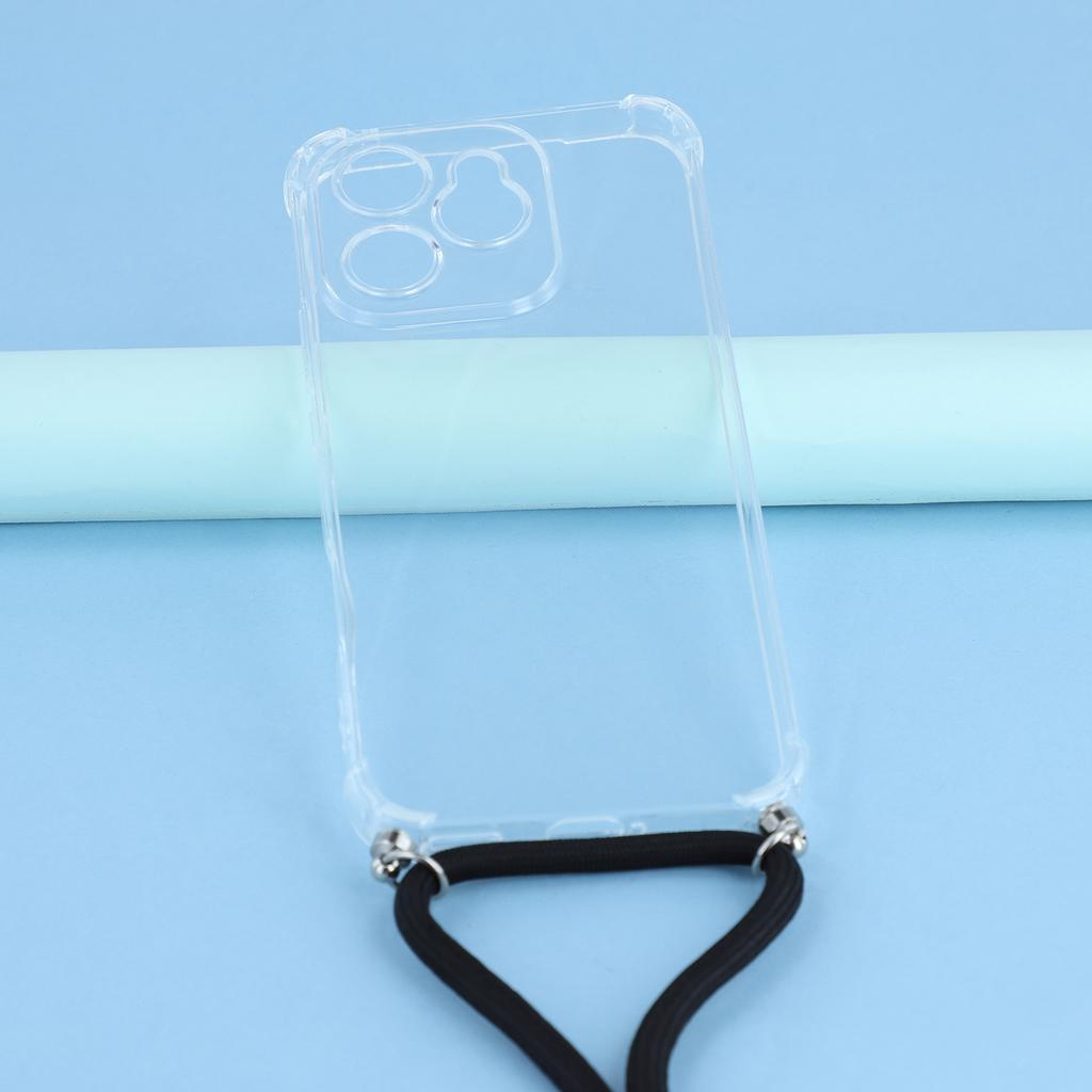For Honor 400 Lite 5G Case Reinforced Corner TPU Clear Phone Cover with Lanyard