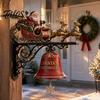 Outdoor Garden Entrance Accents Christmas Bell Wall Hanging Decoration, Santa Sleigh Reindeer Ornament, Large Decorative Anniversary Birthday