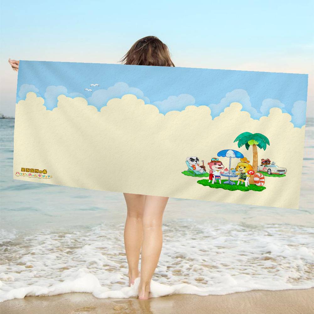 Cartoon Animal C-Crossing Beach Towel Colorful Bath Towels for Girl Microfiber Quick Dry Custom Sand Free Beach Yoga Spa Gym