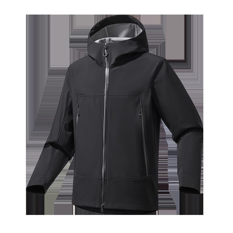 New Autumn and Winter Soft Shell Jacket Hooded Men and Women Outdoor Mountaineering Suit Windproof Water Splashing Sports Jacket Jacket