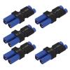 5 PCS EC5 Female To EC3 Male Connector Blue Black Rubber Plastic Copper 10x20x48mm EC5 To EC3 Adapter for RC Car