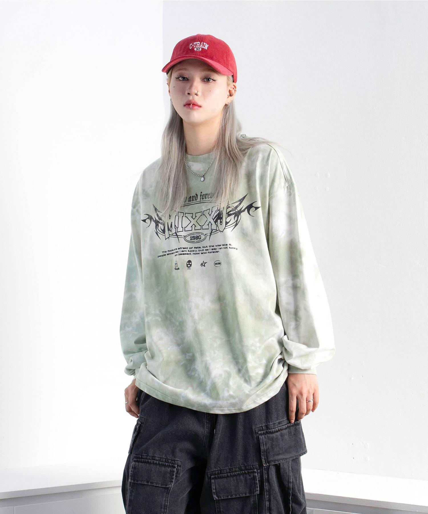 Mix J Tiedye Flame Long Sleeve [Green] Green (Tie-Dye)/2 (2Xl ~ 3Xl)