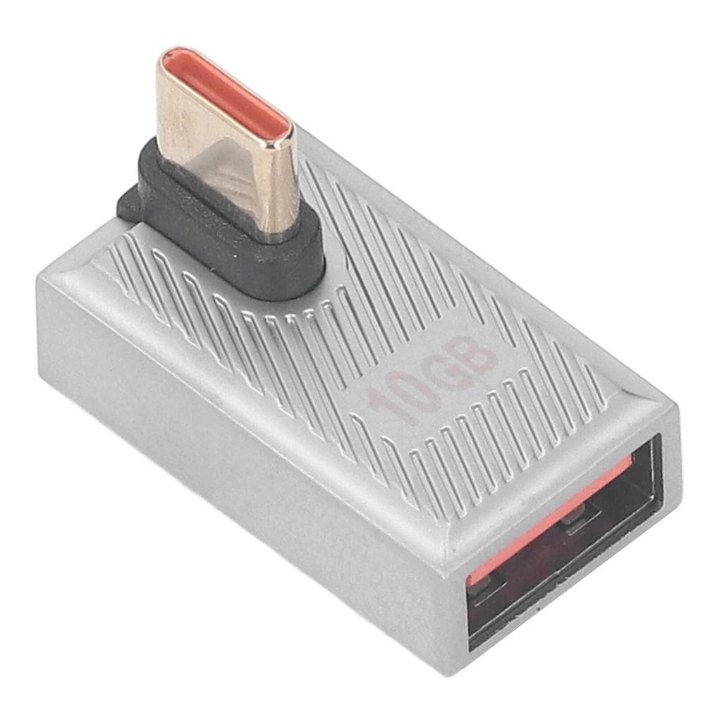 USB Female to USB C Male Adapter Right Angle with Light 10Gbps 120W Type C Converter for Cellphone