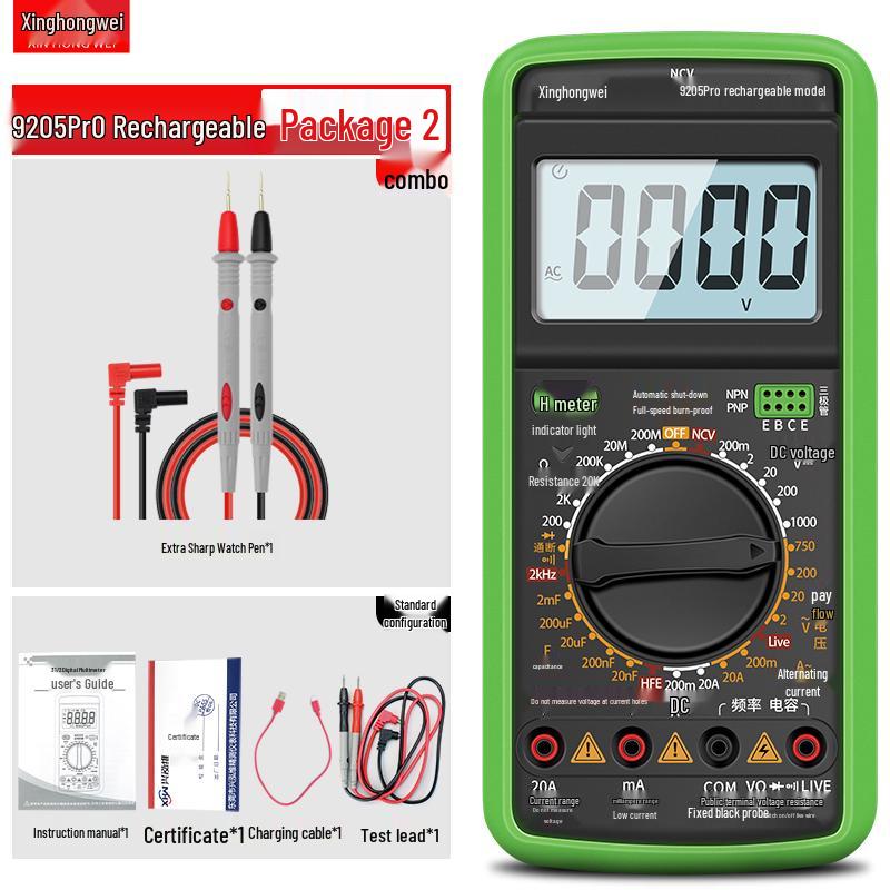 High-Precision DT9205 Digital Multimeter with Anti-Burn Protection for Electricians