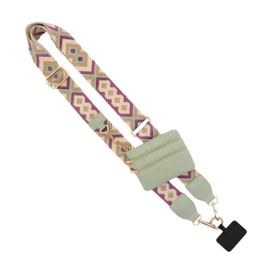 Popruh na mobilní telefon s pouzdrem na zip Mini držák na karty Crossbody Nastavitelná délka Clip And Go Popruh na zavěšení mobilního telefonu