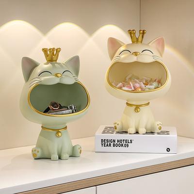 Glückskatzenstatue Skulptur Tischdekoration Miniaturfigur Krimskrams Aufbewahrungsbox Modernes Wohnzimmer Schreibtisch Heimdeko Geschenk