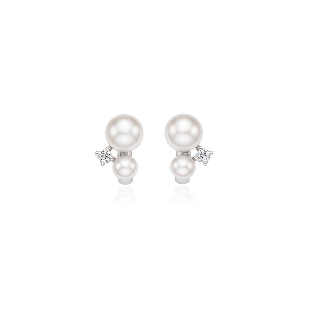 STONEHENGE Silver Pearl Cubic One-Touch Earrings Sc25B11E