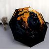 1pc Halloween Owl Automatic Folding Umbrella, Lightweight Retractable Compact Travel Umbrella, 8-Rib Sturdy Frame149