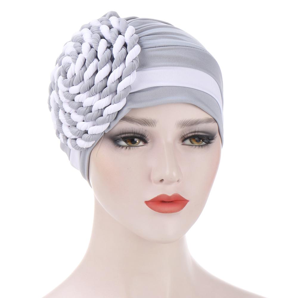 two-color trendy India turban bonnet arab wrap head scarf ready to wear hijab hat muslim headdress woman Inner hijab caps