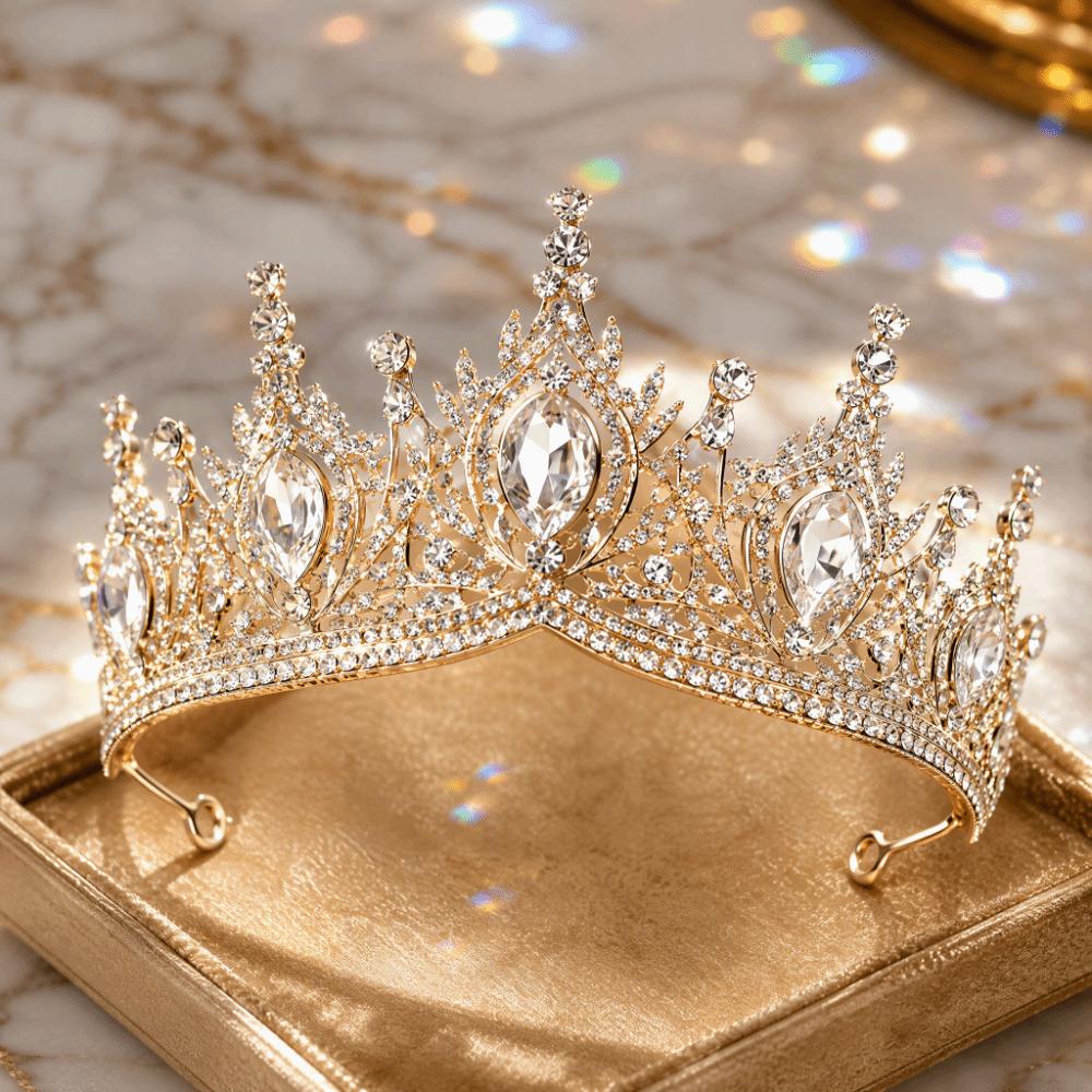 Shining Crystal Crystal Crown Headband Polished Finish Bridal Crown Tiara  Birthday Gift