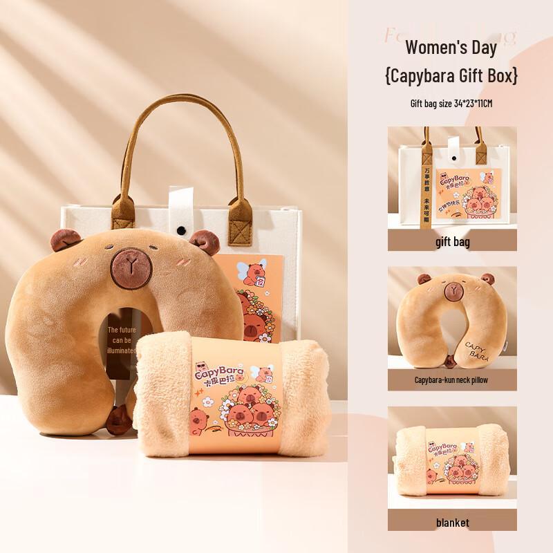 

Capybara Comfort Gift Set with Neck Pillow & Blanket