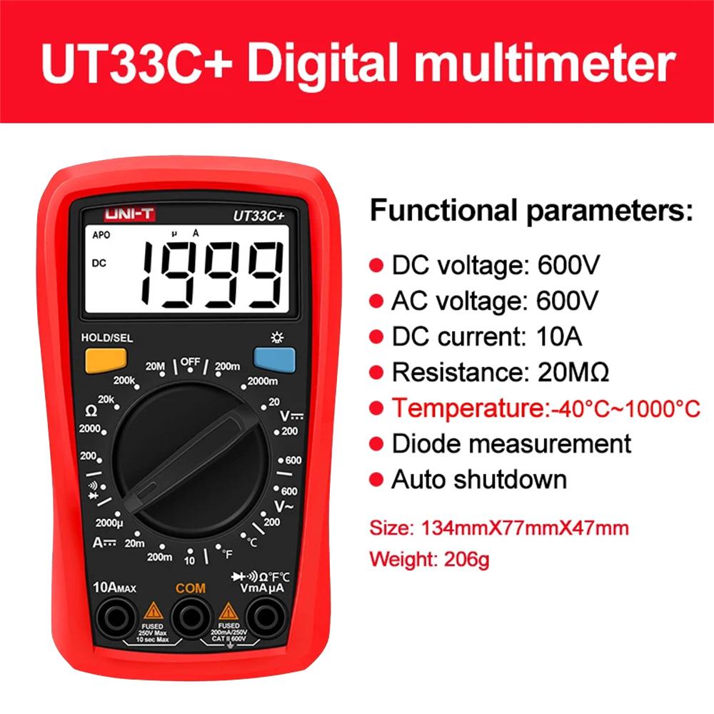 UNI-T Mini Multimeter UT33A+ UT33B+ UT33C+ UT33D+ UT120A UT120B UT120C UT123 UT123D UT125C Pocket Size Digital Multimeter
