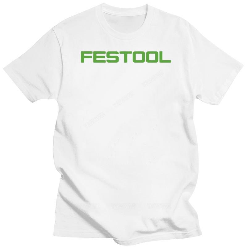 Hot Sale Short Sleeve Classic Festool Powertools Logo Black Tee Shirt Men's Casual Style Cotton Bottoming T Shirt O-neck Tops