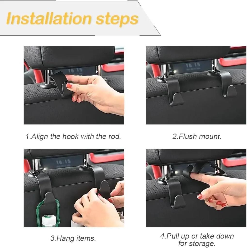 Front Seat Headrest Hook Car Seat Hook Multifunctional Car Clips Storage Rack Auto Fastener Hangers Interior Accessories