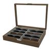 Elegant Wood Sunglasses Organizers With 8 Compartments Clear Cover And Soft Felt Interior For Protective