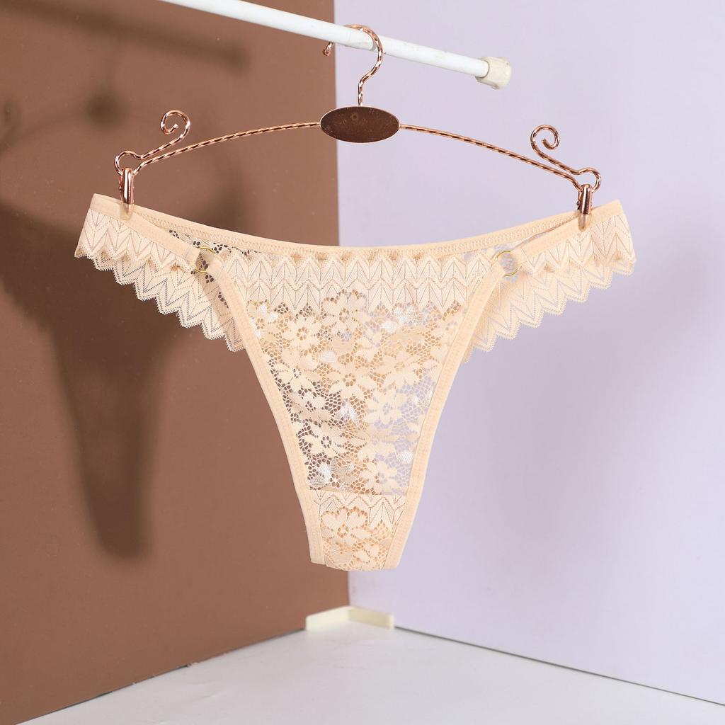 Ladies Spring and Summer Fashion Temptation Hot Waist Hollow Lace Jacquard Thong Underwear