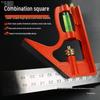 Multifunctional Stainless Steel Horizontal & Right Angle Combination Ruler for Woodworking