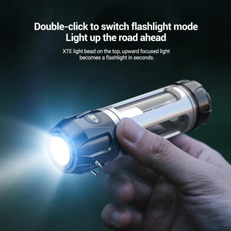 Multi Functional Camping Light Outdoor LED Night light with Hook Magnet Type C Rechargeable Flashlight Waterproof Travel Light