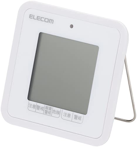ELECOM OND-03WH Digital Thermo-Hygrometer with Heatstroke and Virus Prevention Alarm, Compact Size, White