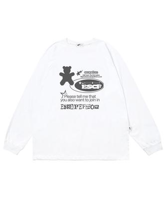 ESCAPEFROM Bear Lettering Print Long Sleeve White