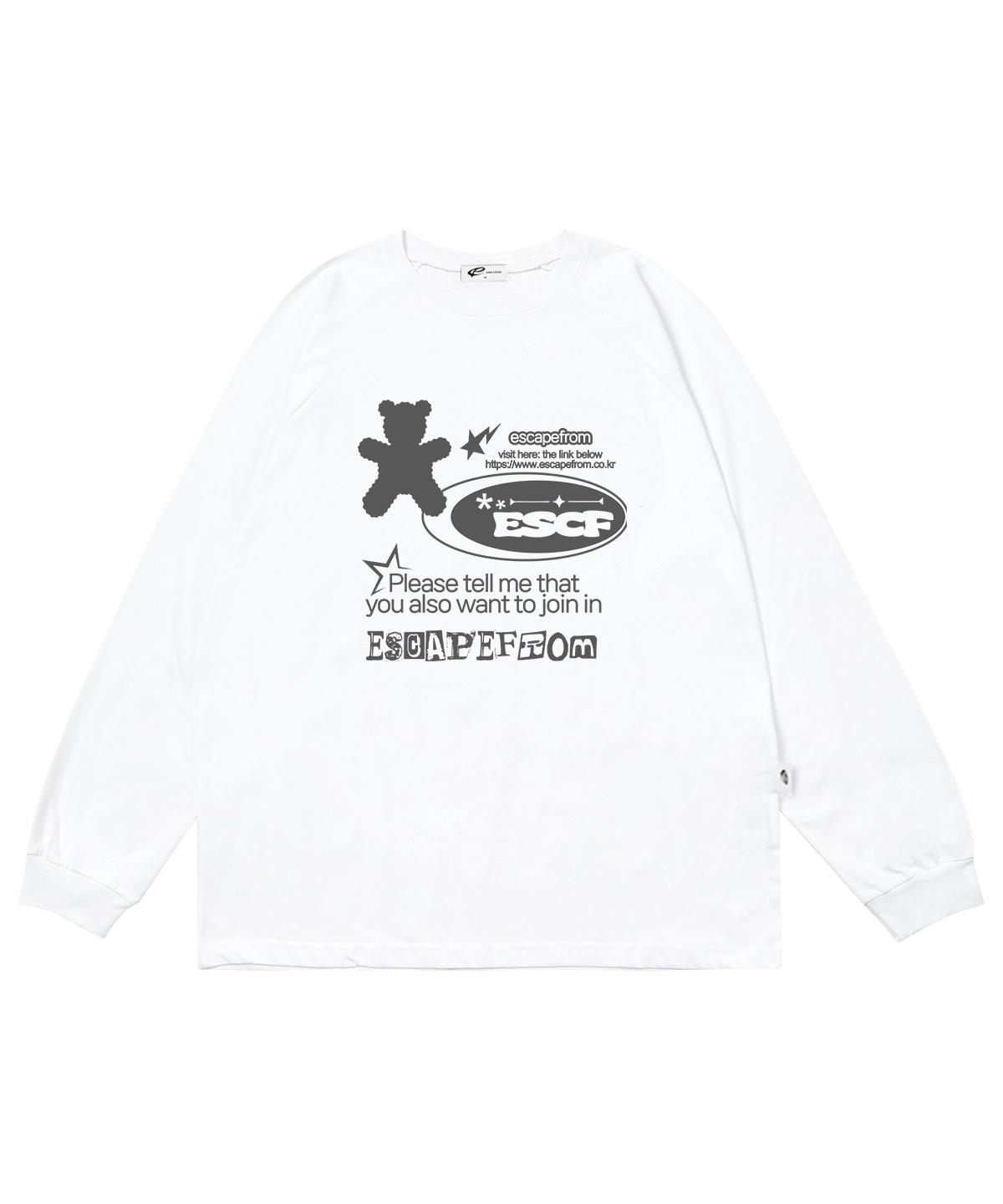 Escape From Bear Lettering Print Long Sleeve White L