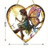 Neu 1 Stück Magische Fee Magische Nacht Fee Sonnenfänger Buntglas Acryl Herz Wandbehang Heim und Garten Außen Dekoration