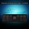 6 Gang Red LED Rocker Switch Panel with Voltmeter for Car RV Boat Yacht Marine 12V-24V