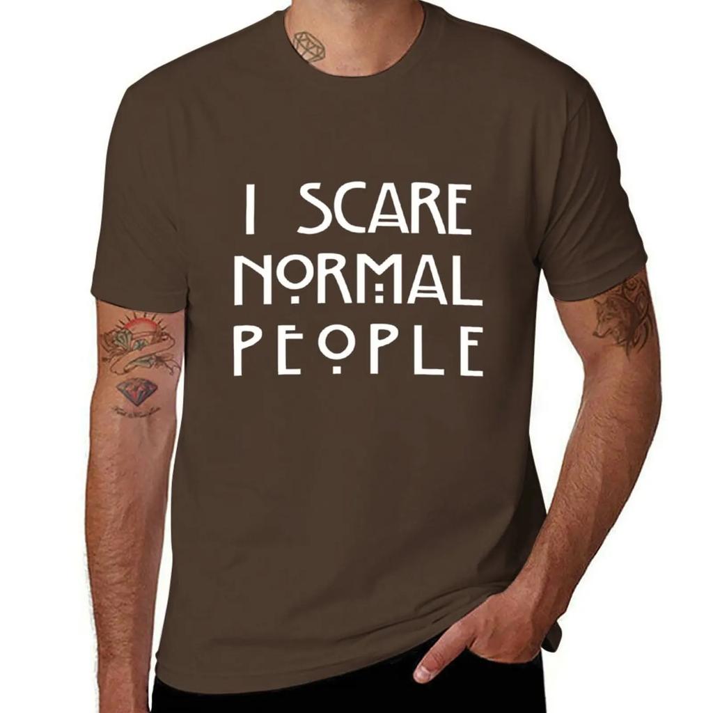 I Scare Normal People Black TShirt plain summer tops mens clothing