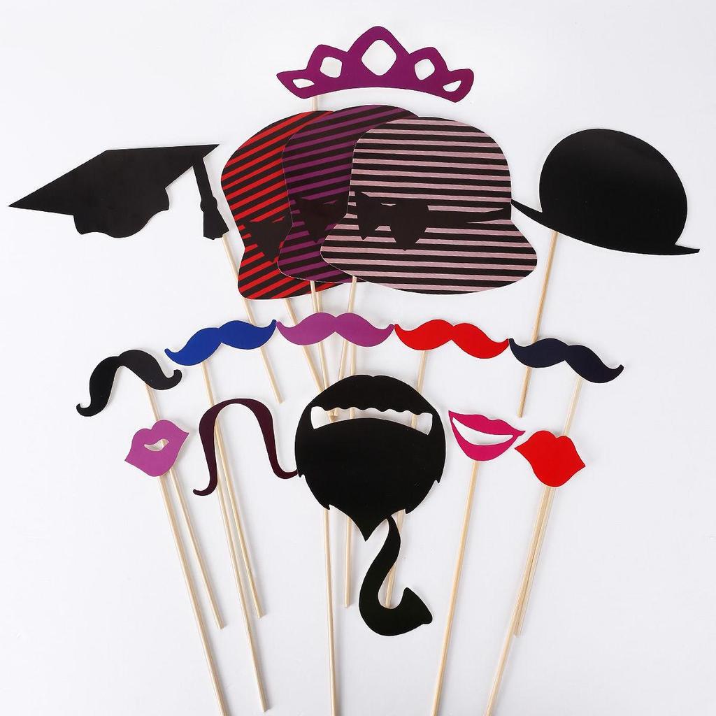76-teiliges Rote Lippen & Schnurrbart Foto-Requisiten-Set für Partys, Hochzeiten und Feiertage