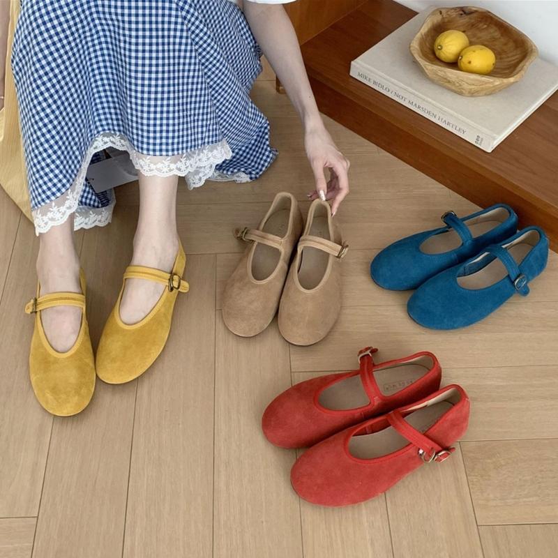 Fashion 2025 new women's flat shoes Single-strap shallow-mouth Mary Jane shoes for women Large-size ballet comfortable female shoes
