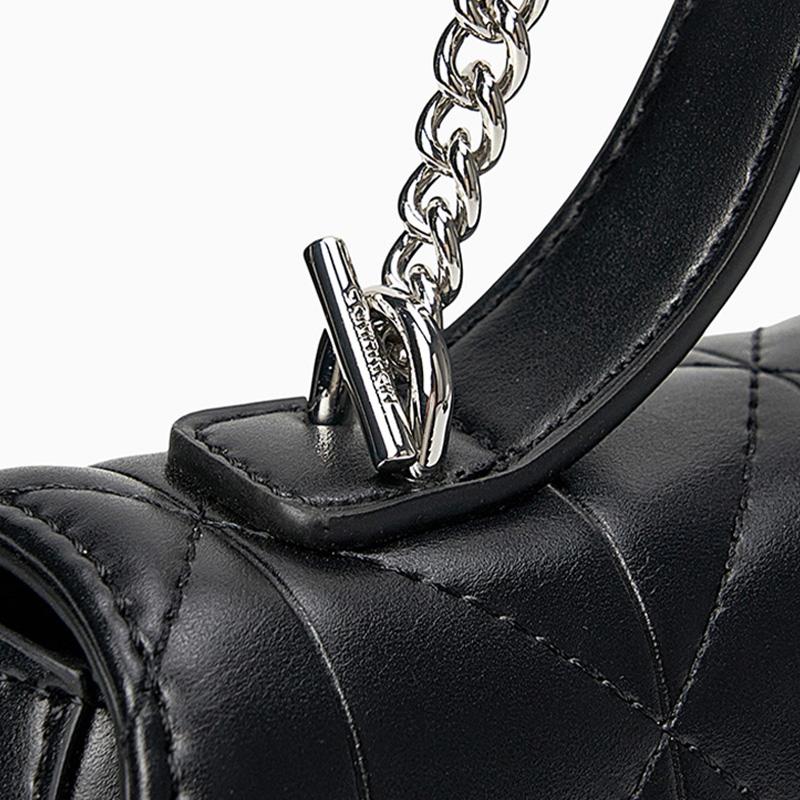 Calvin Klein Elegant Casual Commuter Metallic Monogram Diamond Pattern Synthetic Leather Crossbody Bag Women Bags Space-Black 4F3410G-UB1
