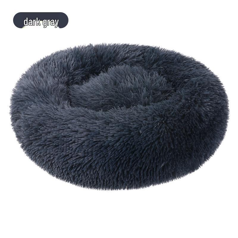 Plush Round Pet Bed for Dogs and Cats - Cozy Winter Mat