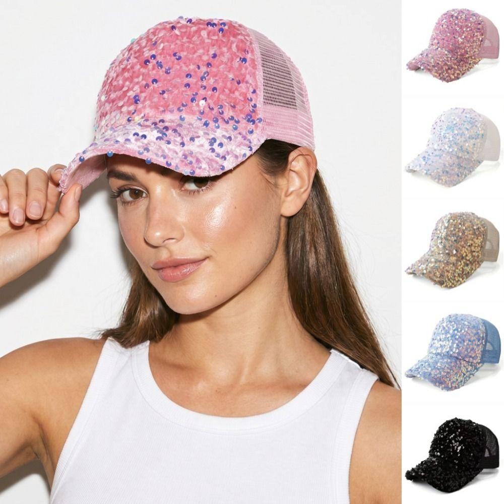 Adjustable Sequins Baseball Cap Blingbling Mesh Snapback Caps Elegant Sun Hat Street Dance