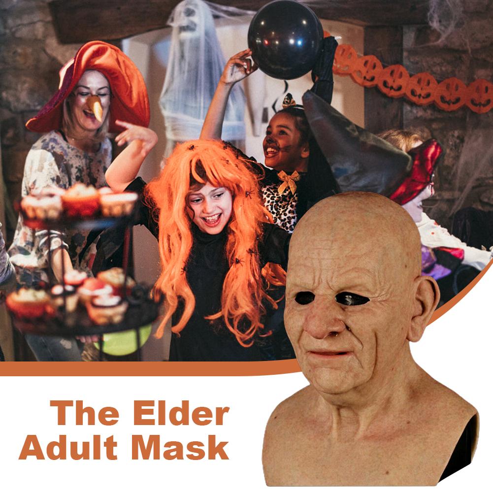 Halloween Disguise Realistic Mask Latex Old Man Horror Wrinkle Face Masks Thriller Atmosphere Novelty for Party Masquerade