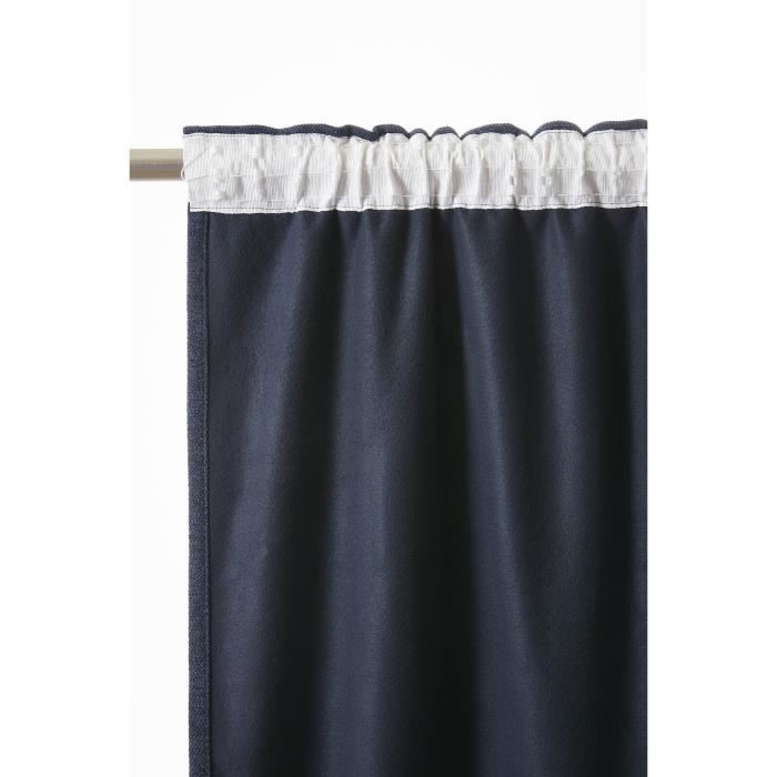 Rideau Occultant - Bjornn - 140 X 260 Cm - Doublure Polaire - Bleu Nuit - Galon Fronceur