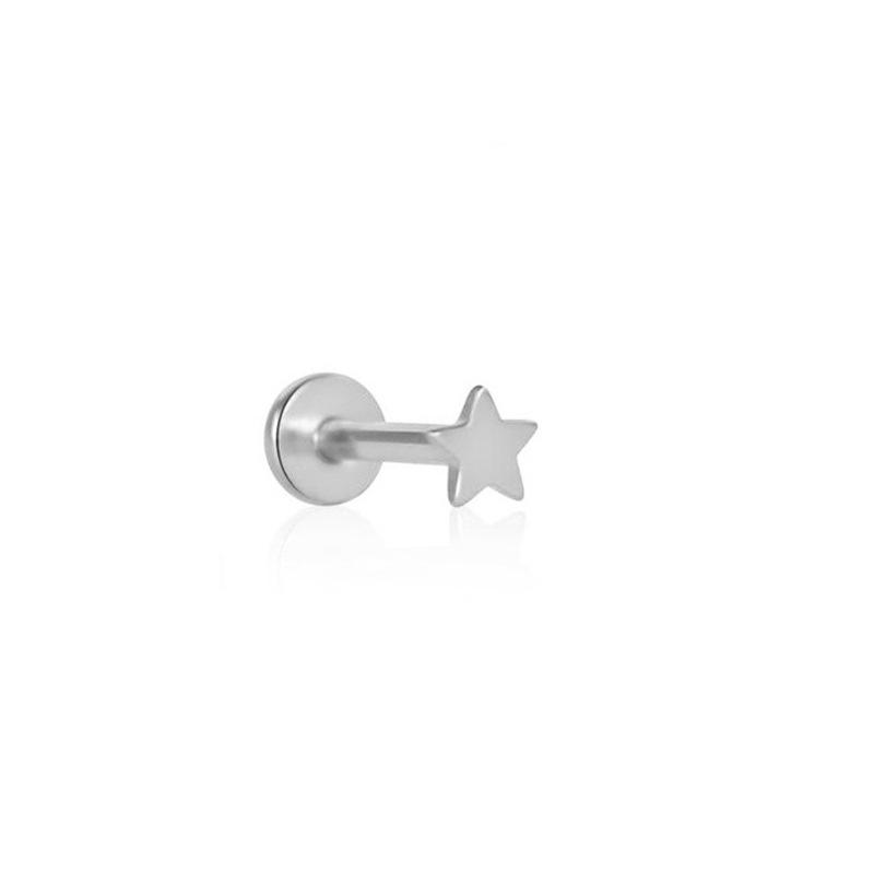 Ferskenhjerte Måne & Stjerne Titan Leppepiercing - G23, 1,2 mm Tykkelse, 6/8/10 mm Lengde