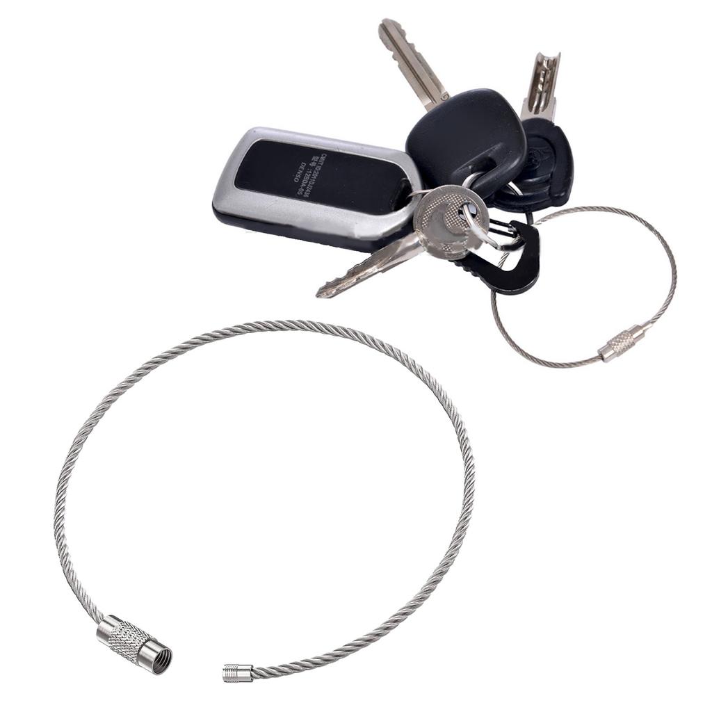 Pacote de 10 Argolas de Aço Inoxidável com Cabo de Aço Chaveiros Argolas para Chaves Kit de Chaveiro com Cabo de Aço Perfeito para Chaves e Etiquetas de Bagagem
