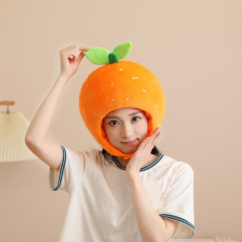 Ny Rolig Satsumas-Huvudbonad Plysch Satsumas-Hatt Tecknad Frukt-Huvudbonad Hatt Fotorekvisita för Kvinnor Män Gåvor