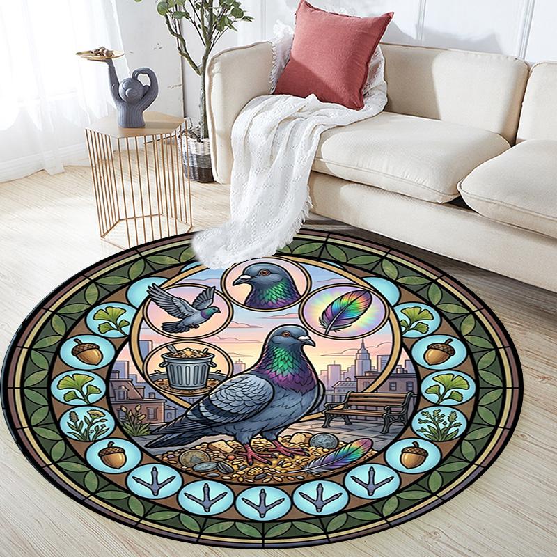 Jungle Parrot Glass Round Area Rug Under Office Chairs Bedroom Living Room Home Decor