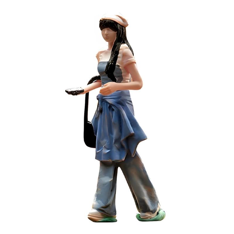 Miniature Realistic Girl Figurine Doll with Jeans Fashion Outfit For Sand Table Scene Landscape And Home Decoration 1