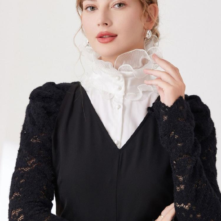 Fashionable Detachable Collar High Neck Accessory Neckwear For Dresses Blouses Formal Event Half Shirt Decorative Collar