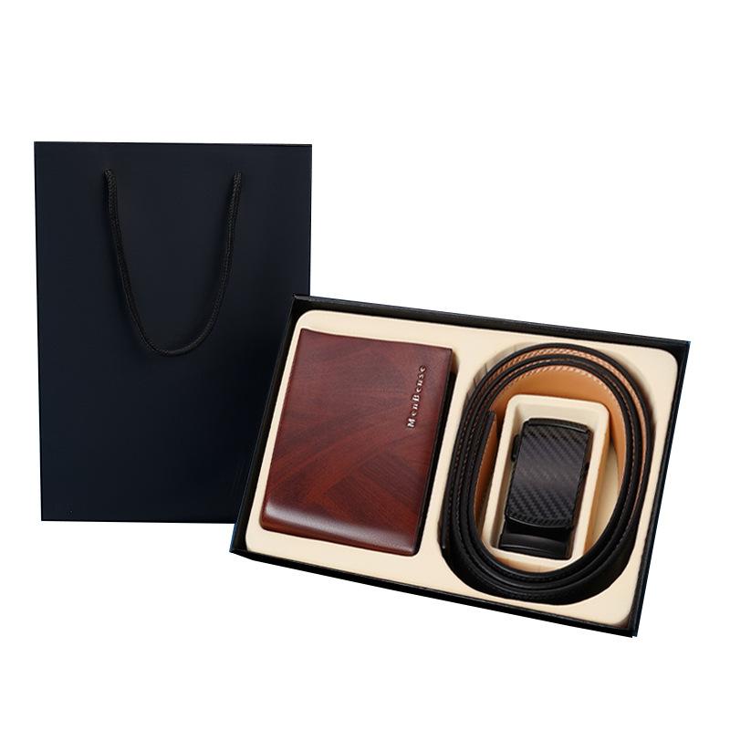 Men's Belt Wallet Combination Set Automatic Buckle Trousers Belt Wallet High End Business Gift Box