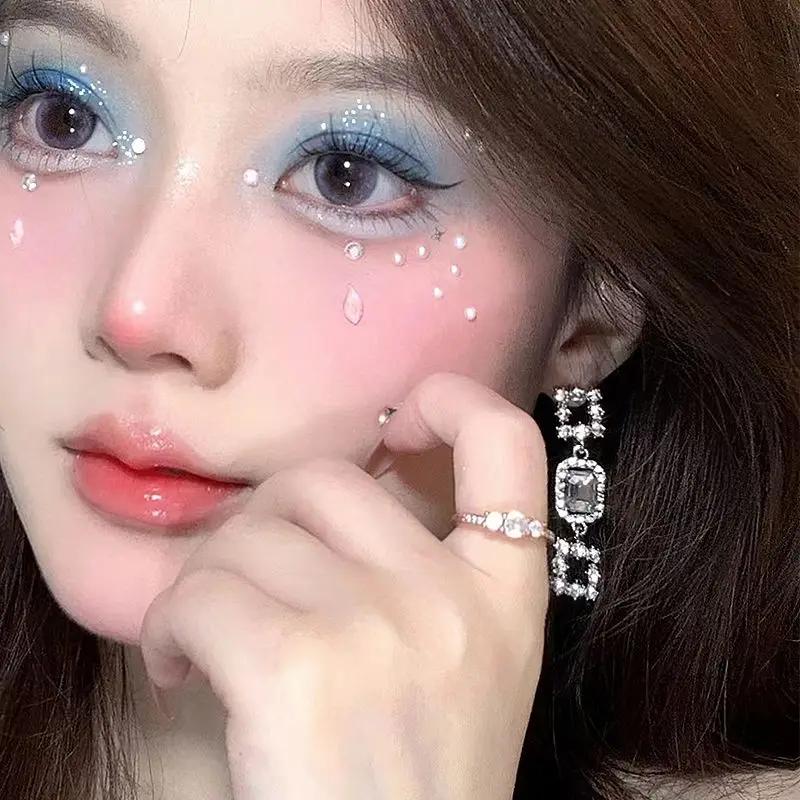 1/4pcs 3D Shiny Rhinestone Stickers Pearls Diamond Makeup Self Adhesive Drop-shaped Crystal Heart Tattoos Eye Face Decoration