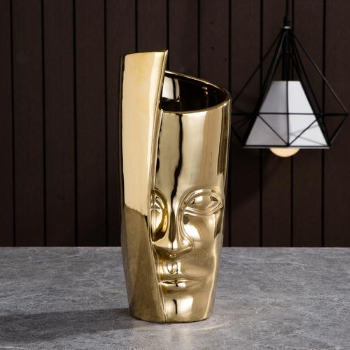 Nordische Keramik-Gesichtsvase Modernes Wohnzimmer Lippenblume Leichter Luxus Ausdruck Halbes Gesicht Dekoration Heimdekorationszubehör