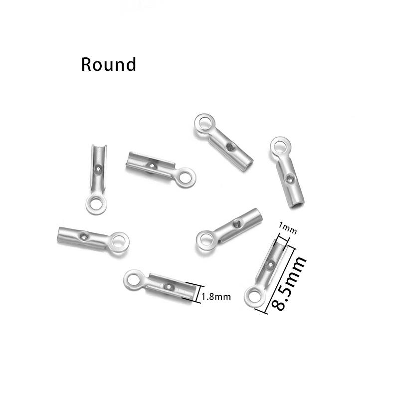 High Quality Stainless Steel Crimp End Beads Caps Leather Cord Clip Tip Fold Crimp Bead Bracelet Connectors For Jewelry Making