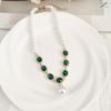 French Retro Colored Glass Pearl Clavicle Necklace