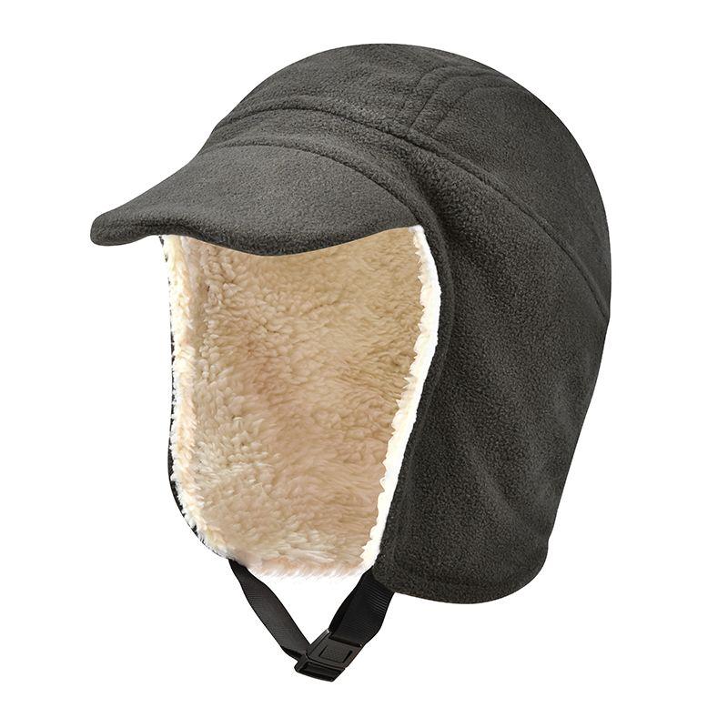 

Warm Hat Men s Winter Cycling Mountaineering Skiing Cold-Proof Earmuffs Hat Brim Hat Fleece-lined Thickened Windproof Cotton-Padded Cap Grey