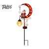 Outdoor Holiday Lighting Christmas Santa Moon Solar Stake Light, Claus Sitting on Half Lamp Decoration Light with Garden Stake, LED Decorative